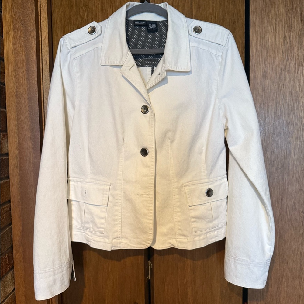 Willi Smith White Button-Front Jacket Fun lining